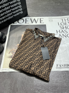Fendi FF Print Silk Shirt Brown