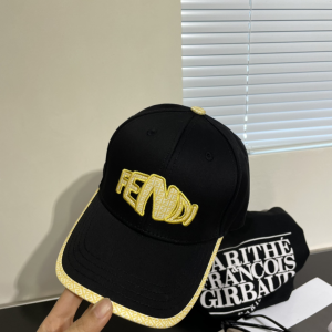 Fendi Black Yellow FF Logo Canvas Baseball Cap Hat Fendi Black Yellow FF Logo Canvas Baseball Cap Hat