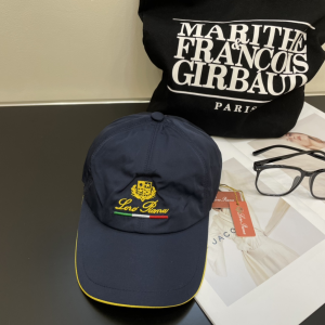 Loro Piana Logo Navy Blue Canvas Baseball Cap Hat Loro Piana Logo Navy Blue Canvas Baseball Cap Hat