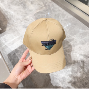 Prada Triangle Logo Beige Canvas Baseball Cap Hat Prada Triangle Logo Beige Canvas Baseball Cap Hat