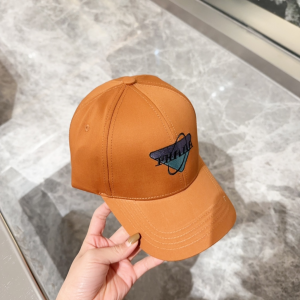 Prada Triangle Logo Brown Canvas Baseball Cap Hat Prada Triangle Logo Brown Canvas Baseball Cap Hat