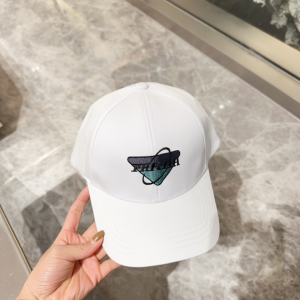 Prada Triangle Logo White Canvas Baseball Cap Hat Prada Triangle Logo White Canvas Baseball Cap Hat