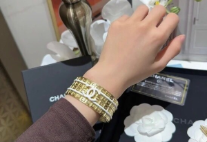Chanel CC Logo Gold Metal Bracelets