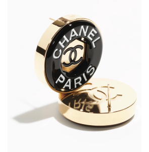 Chanel Paris CC Logo Round Earrings