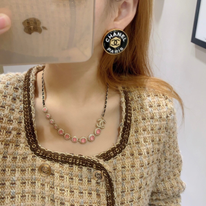 Chanel Paris CC Logo Round Earrings