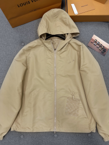 Louis Vuitton Hooded Monogram Print Woven Jacket Beige Louis Vuitton Hooded Monogram Print Woven Jacket Beige