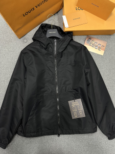 Louis Vuitton Hooded Monogram Print Woven Jacket Black Louis Vuitton Hooded Monogram Print Woven Jacket Black