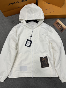 Louis Vuitton Hooded Monogram Print Woven Jacket White Louis Vuitton Hooded Monogram Print Woven Jacket White