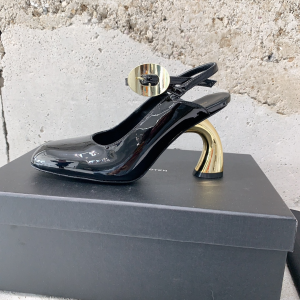 Dries Van Noten Sabot Virgo Black Leather Slingback Pumps 85MM Dries Van Noten Sabot Virgo Black Leather Slingback Pumps 85MM