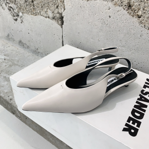 Jil Sander White Calfskin Leather Slingback Pumps 30MM Jil Sander White Calfskin Leather Slingback Pumps 30MM