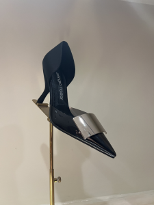 Sergio Rossi miroir logo plaque detail pumps black 95MM Sergio Rossi miroir logo plaque detail pumps black 95MM