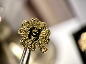 Chanel CC Gold Flower Stud Earrings
