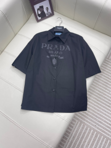 Prada Logo Printed Black Cotton Shirt Prada Logo Printed Black Cotton Shirt