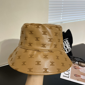 Celine Allover Triomphe Logo Brown Canvas Bucket Cap Hat Celine Allover Triomphe Logo Brown Canvas Bucket Cap Hat