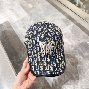 Dior Navy Blue Oblique Jacquard Canvas Baseball Cap Hat Dior Navy Blue Oblique Jacquard Canvas Baseball Cap Hat