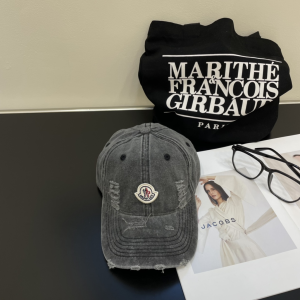 Moncler Black Denim Canvas Fabric Baseball Cap Hat Moncler Black Denim Canvas Fabric Baseball Cap Hat