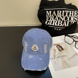 Moncler Blue Denim Canvas Fabric Baseball Cap Hat Moncler Blue Denim Canvas Fabric Baseball Cap Hat
