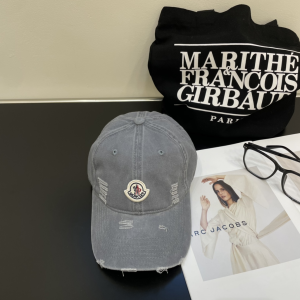 Moncler Grey Denim Canvas Fabric Baseball Cap Hat Moncler Grey Denim Canvas Fabric Baseball Cap Hat