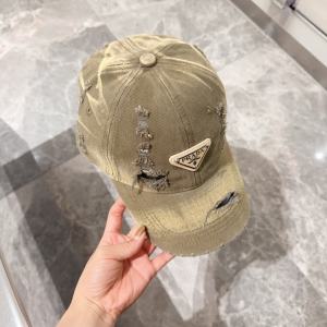 Prada Triangle Logo Green Denim Canvas Baseball Cap Hat Prada Triangle Logo Green Denim Canvas Baseball Cap Hat