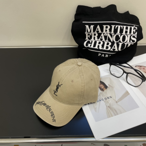 Saint Laurent YSL Beige Canvas Fabric Baseball Cap Hat Saint Laurent YSL Beige Canvas Fabric Baseball Cap Hat