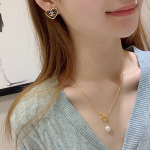 Chanel CC Logo Heart Stud Earrings