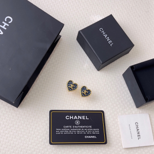 Chanel CC Logo Heart Stud Earrings