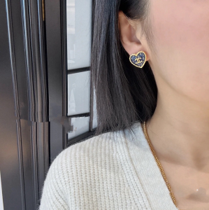 Chanel CC Logo Heart Stud Earrings