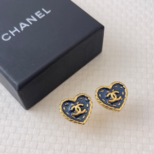 Chanel CC Logo Heart Stud Earrings