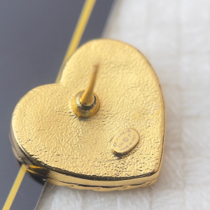Chanel CC Logo Heart Stud Earrings