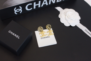 Chanel Gold CC Logo Round Earrings