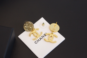Chanel Gold CC Logo Round Earrings