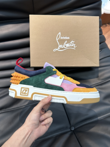 Christian Louboutin Mens White Pink Green Multicolour Astroloubi Logo Leather Low Top Trainer Sneakers Christian Louboutin Mens White Pink Green Multicolour Astroloubi Logo Leather Low Top Trainer Sneakers