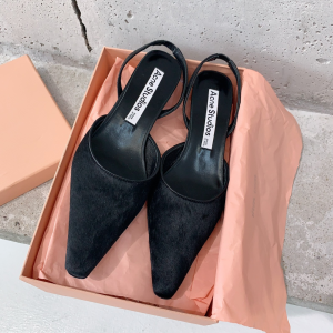 Acne Studios Leather Trimmed Calf Hair Slingback Pumps Black Acne Studios Leather Trimmed Calf Hair Slingback Pumps Black