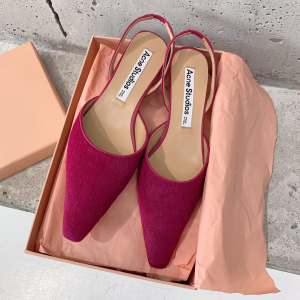 Acne Studios Leather Trimmed Calf Hair Slingback Pumps Fuchsia Pink Acne Studios Leather Trimmed Calf Hair Slingback Pumps Fuchsia Pink