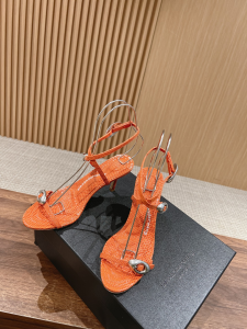 Alexander Wang Dome Water Snake Strappy High Heeled Sandals Orange 65MM Alexander Wang Dome Water Snake Strappy High Heeled Sandals Orange 65MM