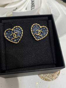 Chanel CC Logo Heart Earrings