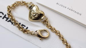 Chanel Gold CC Heart Chain Bracelets