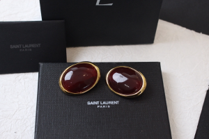 Saint Laurent Burgundy Egg Earrings