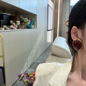 Saint Laurent Burgundy Egg Earrings