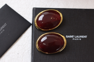 Saint Laurent Burgundy Egg Earrings