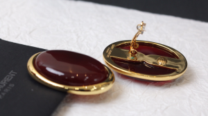 Saint Laurent Burgundy Egg Earrings