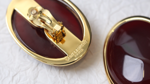 Saint Laurent Burgundy Egg Earrings