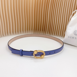 Versace Medusa Crystal Embellished Blue Leather Belt 20MM Versace Medusa Crystal Embellished Blue Leather Belt 20MM