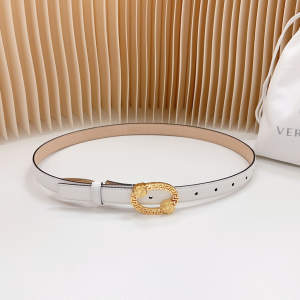 Versace Medusa Crystal Embellished White Leather Belt 20MM Versace Medusa Crystal Embellished White Leather Belt 20MM