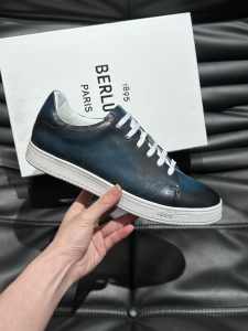 Berluti 1895 Playtime Scritto Printed Venezia Leather Sneakers Blue Black Berluti 1895 Playtime Scritto Printed Venezia Leather Sneakers Blue Black