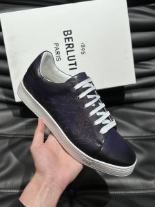 Berluti 1895 Playtime Scritto Printed Venezia Leather Sneakers Navy Blue Berluti 1895 Playtime Scritto Printed Venezia Leather Sneakers Navy Blue