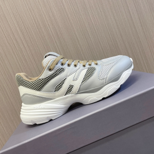 Hogan H665 Hyperactive Panelled Leather Lace Up Chunky Sneakers White Gray Beige Hogan H665 Hyperactive Panelled Leather Lace Up Chunky Sneakers White Gray Beige