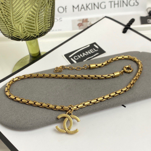Chanel Gold CC Logo Pendant Necklaces