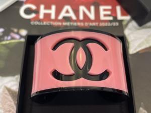 Chanel CC Logo Pink PVC Bangle Bracelets