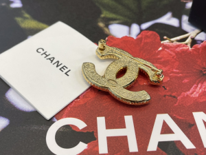 Chanel White CC Logo Brooch